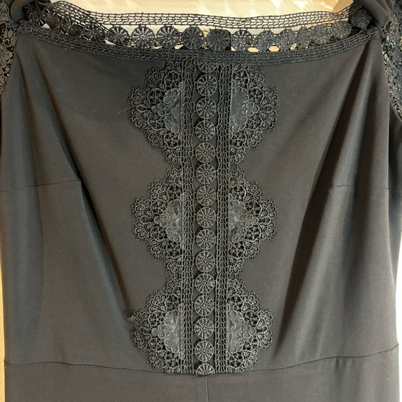 FRANK LYMAN Sz 8 Jumpsuit Off the Shoulder Jersey Knit Exposed Zipper Lace NEW - Picture 5 of 10